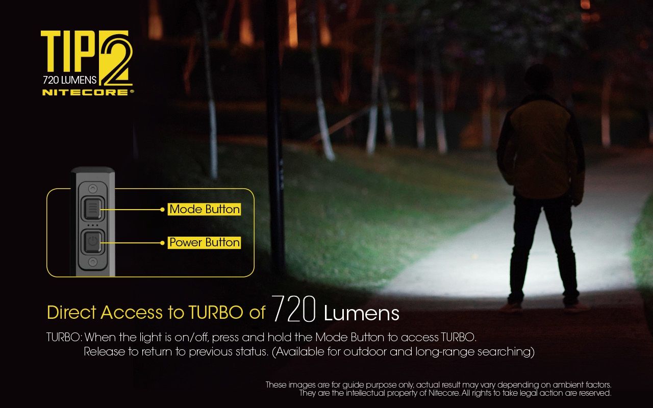 NITECORE TIP2 Kľúčová baterka 720 lúmenov USB nabíjateľné LED svetlo pre kempingové vybavenie alebo každodenné nosenie