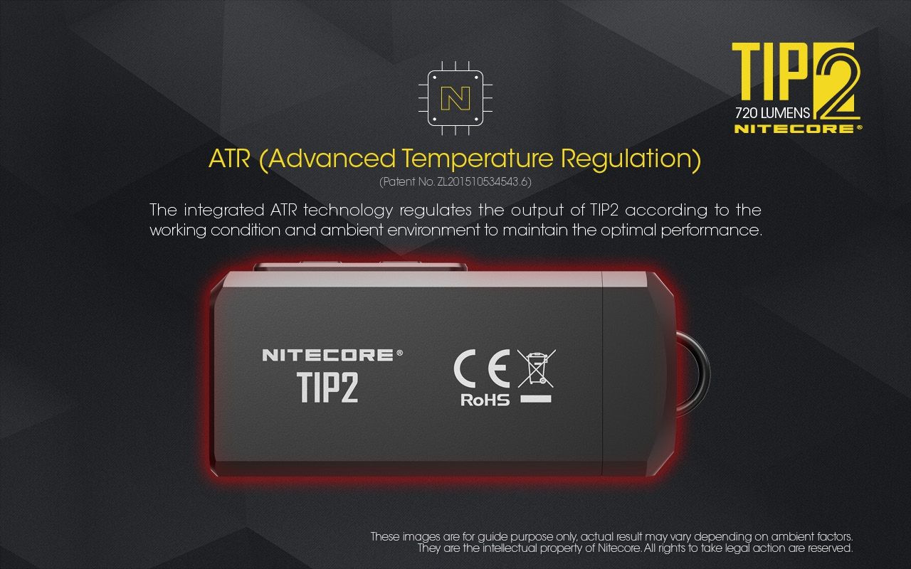 NITECORE TIP2 Kľúčová baterka 720 lúmenov USB nabíjateľné LED svetlo pre kempingové vybavenie alebo každodenné nosenie