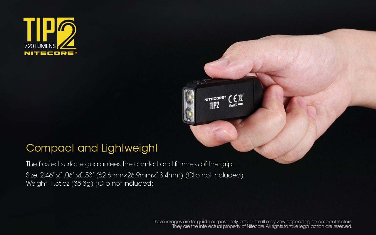 NITECORE TIP2 Kľúčová baterka 720 lúmenov USB nabíjateľné LED svetlo pre kempingové vybavenie alebo každodenné nosenie