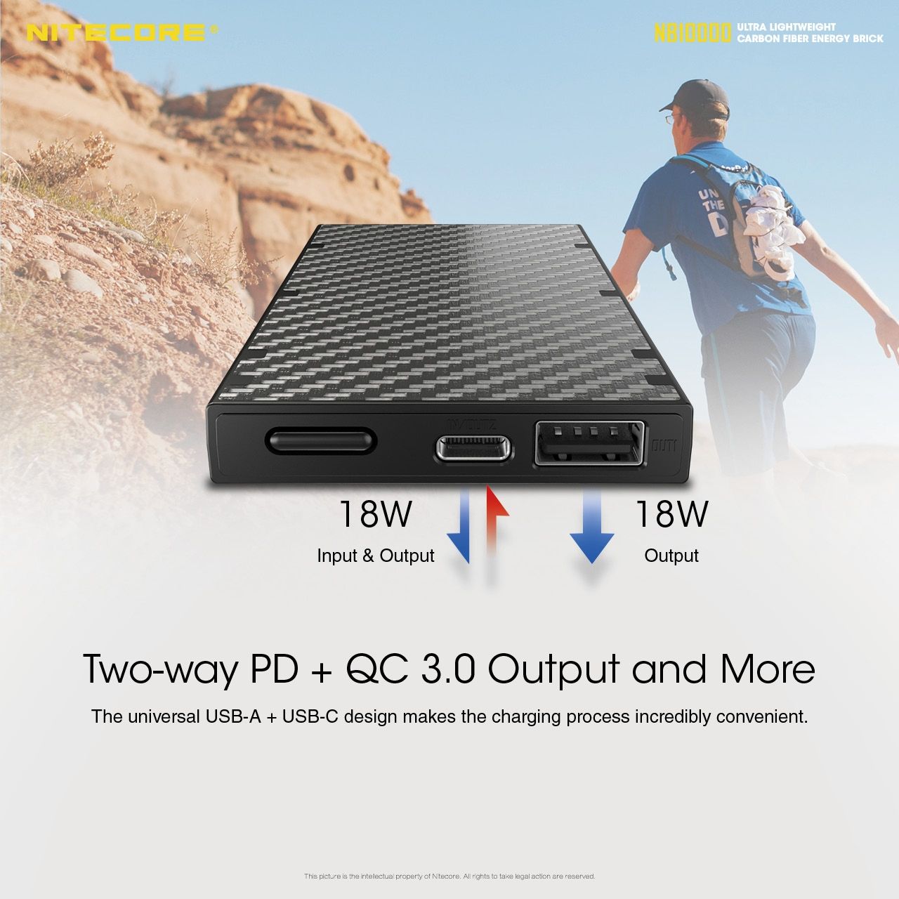 NITECORE NB10000 QC Dual Port USB-C 10000mAh Power Bank Ľahký Rýchle Nabíjanie