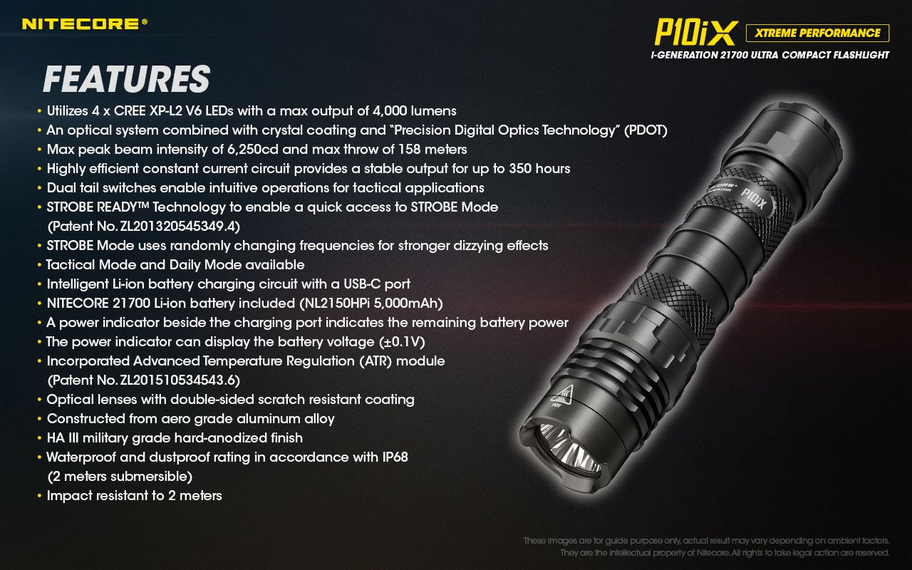 Nitecore P10iX ultra-jasná LED baterka 4000 lúmenov s dosahom 158m spoľahlivá taktická baterka