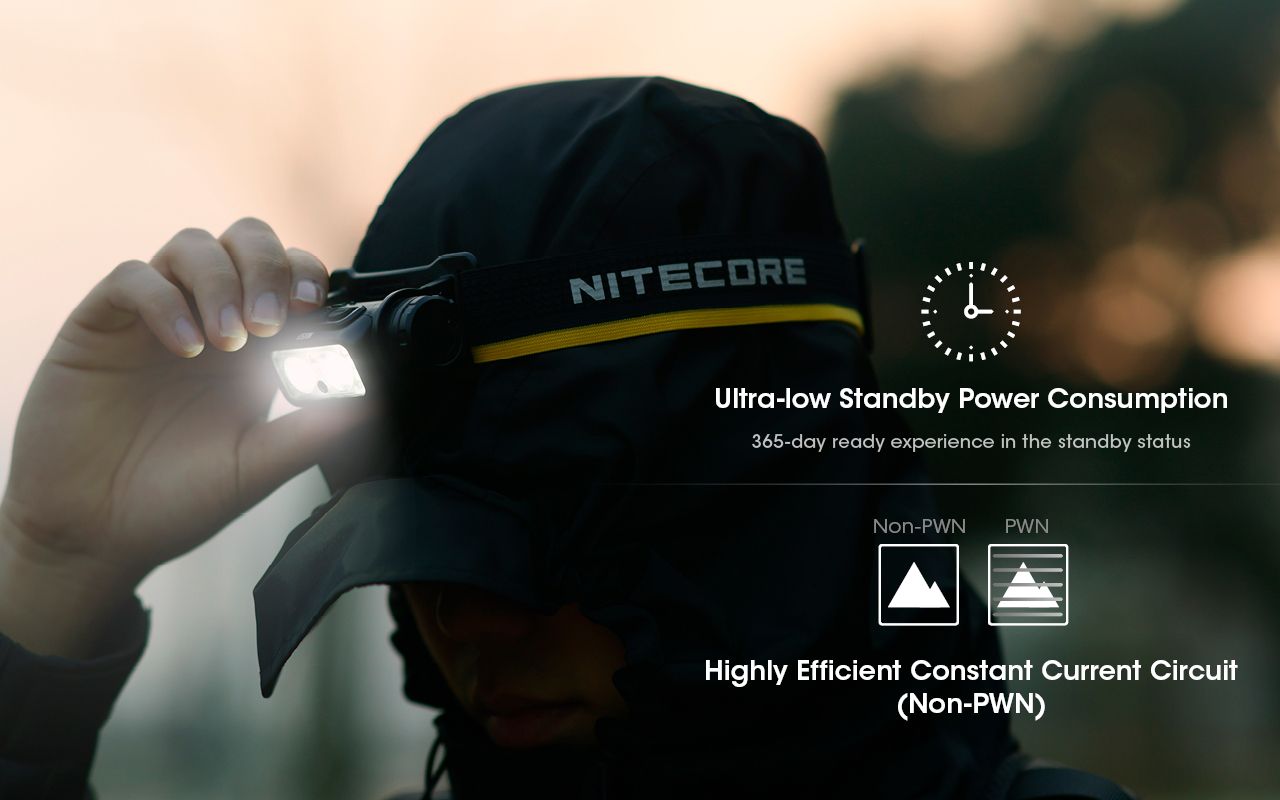 Nitecore NU50 1400 lúmenov LED čelovka na turistiku, ľahká nabíjateľná čelovka s dlhou výdržou