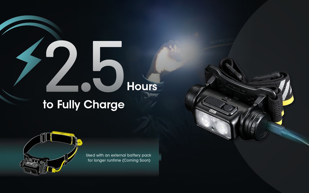 Nitecore NU50 1400 lúmenov LED čelovka na turistiku, ľahká nabíjateľná čelovka s dlhou výdržou