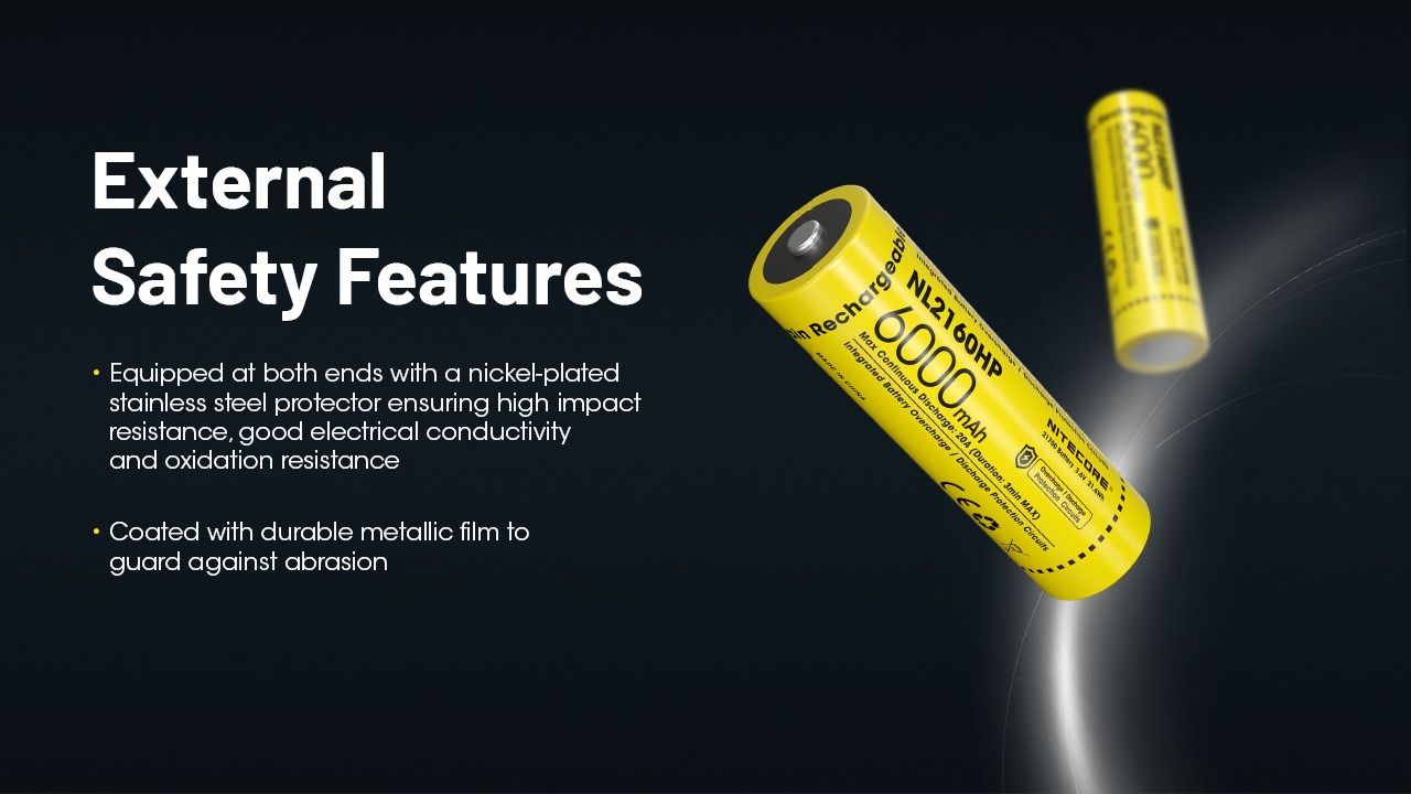 NITECORE NL2160HP 6000mAh 3.6V 21700 USB-C Li-ion nabíjateľná batéria, vysokokapacitný prenosný zdroj energie