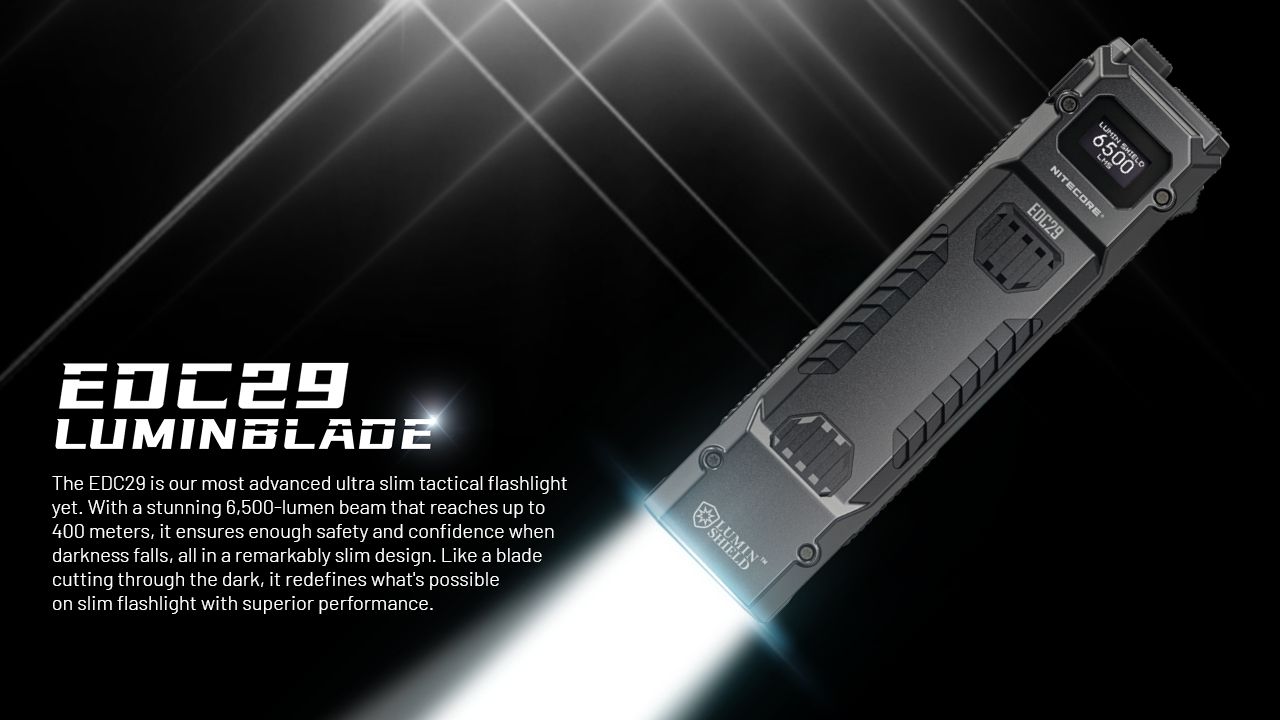 NITECORE EDC29 6500 lúmenov USB-C nabíjateľná baterka pre dlhý dosvit, každodenné nosenie a dobrodružstvo