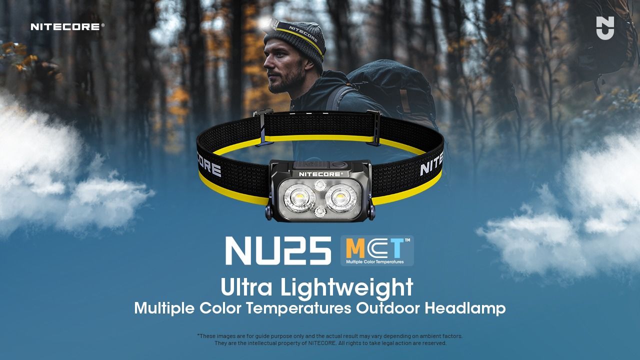 NITECORE NU25 MCT LED čelovka 400 lúmenov, USB-C nabíjateľná, ľahká turistická výbava pre outdoorových nadšencov