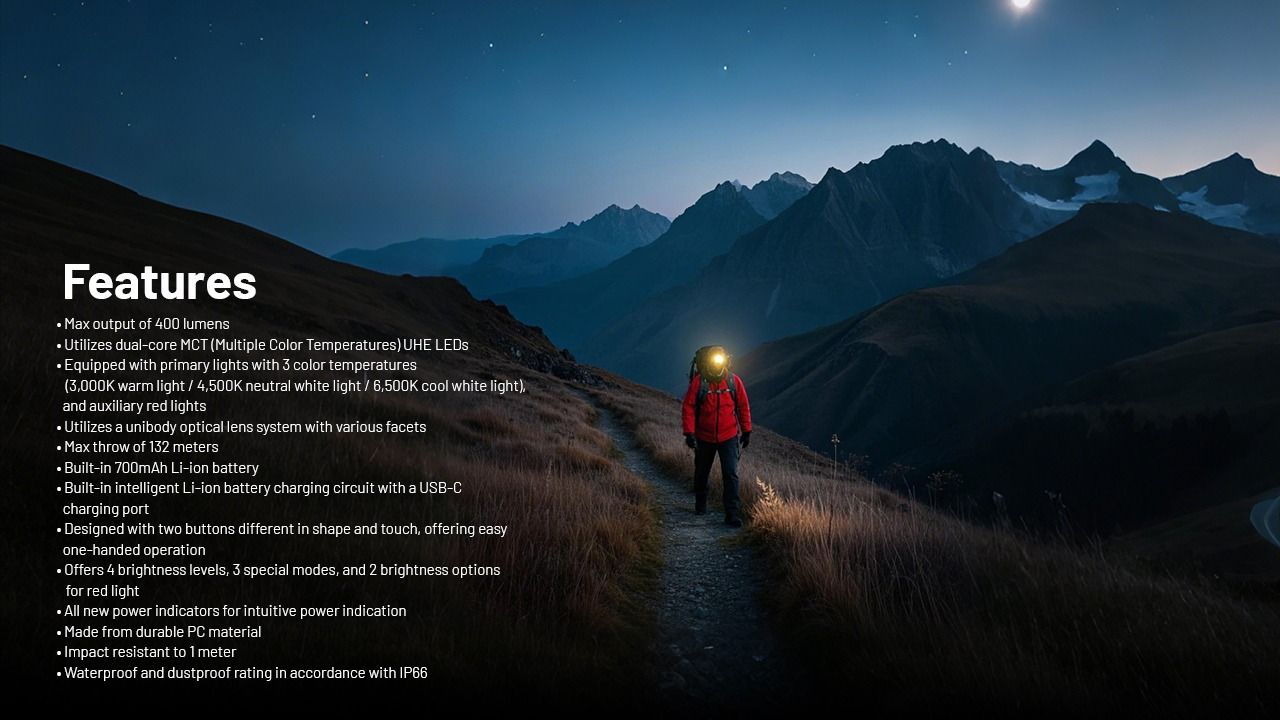 NITECORE NU25 MCT LED čelovka 400 lúmenov, USB-C nabíjateľná, ľahká turistická výbava pre outdoorových nadšencov