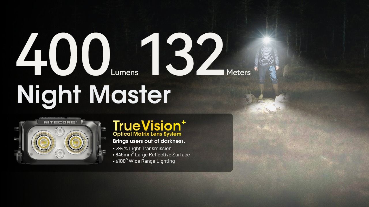 NITECORE NU25 MCT UL 400 lúmenov, ľahká čelovka, nabíjateľná cez USB-C, na turistiku, kempovanie a núdzové situácie