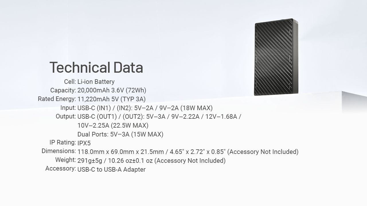 Nitecore NB20000 Gen3 Power Bank 20000mAh prenosná nabíjačka kompaktný dizajn duálny USB-C rýchle nabíjanie