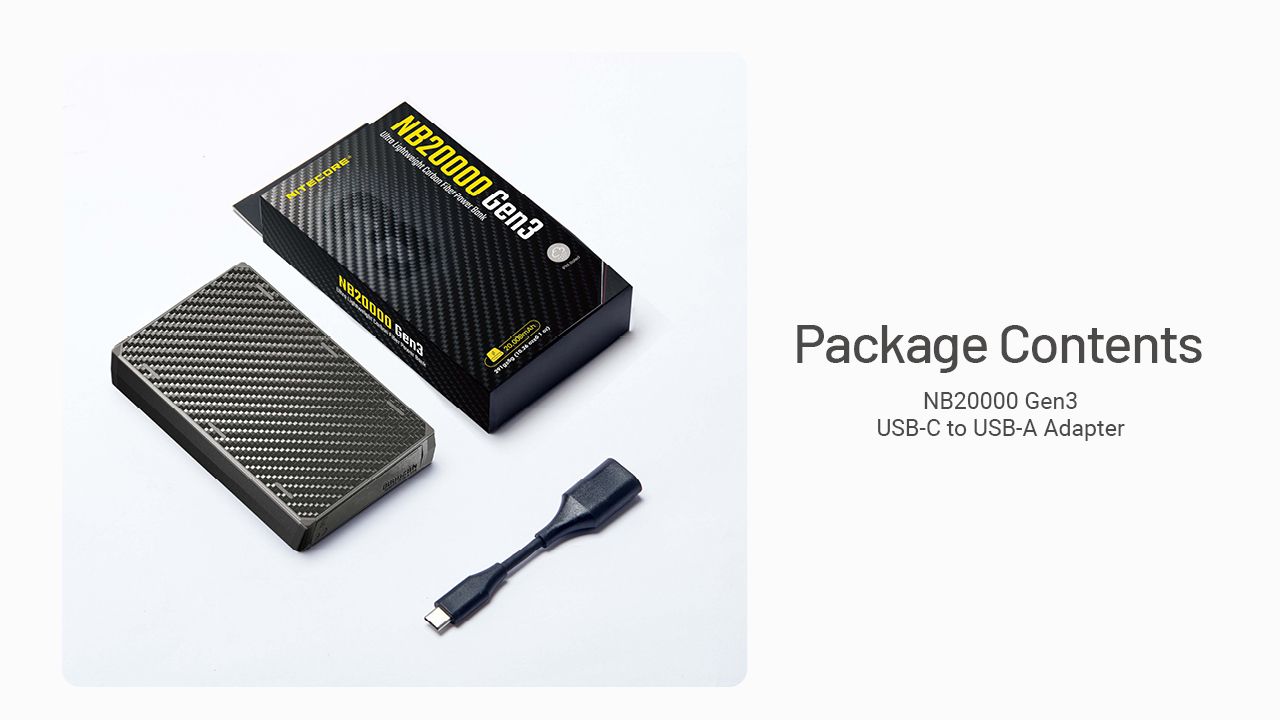 Nitecore NB20000 Gen3 Power Bank 20000mAh prenosná nabíjačka kompaktný dizajn duálny USB-C rýchle nabíjanie