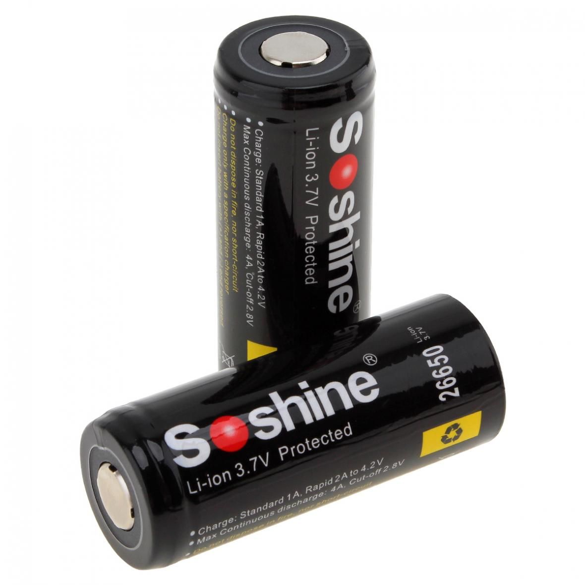 Nové SoShine 26650 5500mAh Li-ion nabíjateľné batérie 3.7V vhodné do elektroniky náradia bateriek 2 balenie