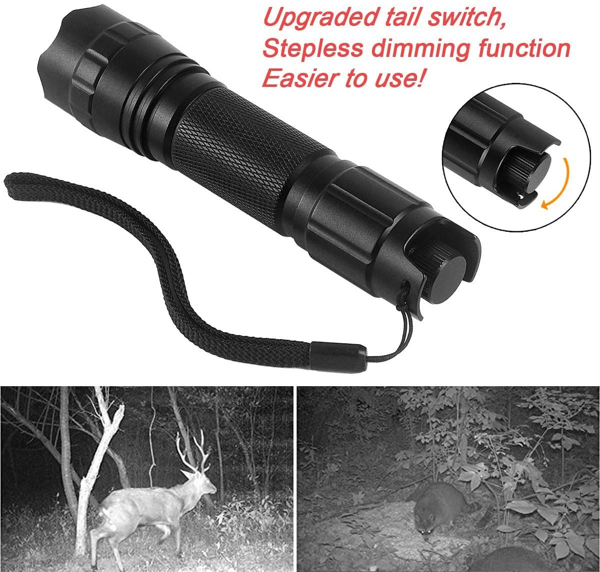 UltraFire 940nm LED IR baterka s nastaviteľným zaostrením a plynulým stmievaním pre nočné videnie, poľovanie a skúmanie divej prírody