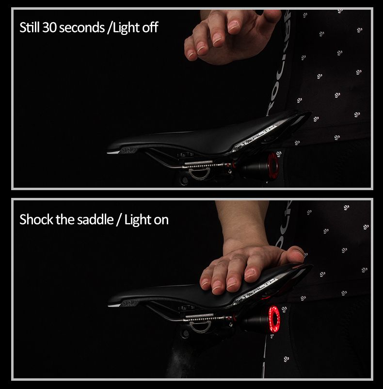ROCKBROS Q5 Inteligentné bicyklové svetlo s automatickým snímaním bŕzd LED zadné svetlo IPX6 Vodotesné cyklistické bezpečnostné vybavenie