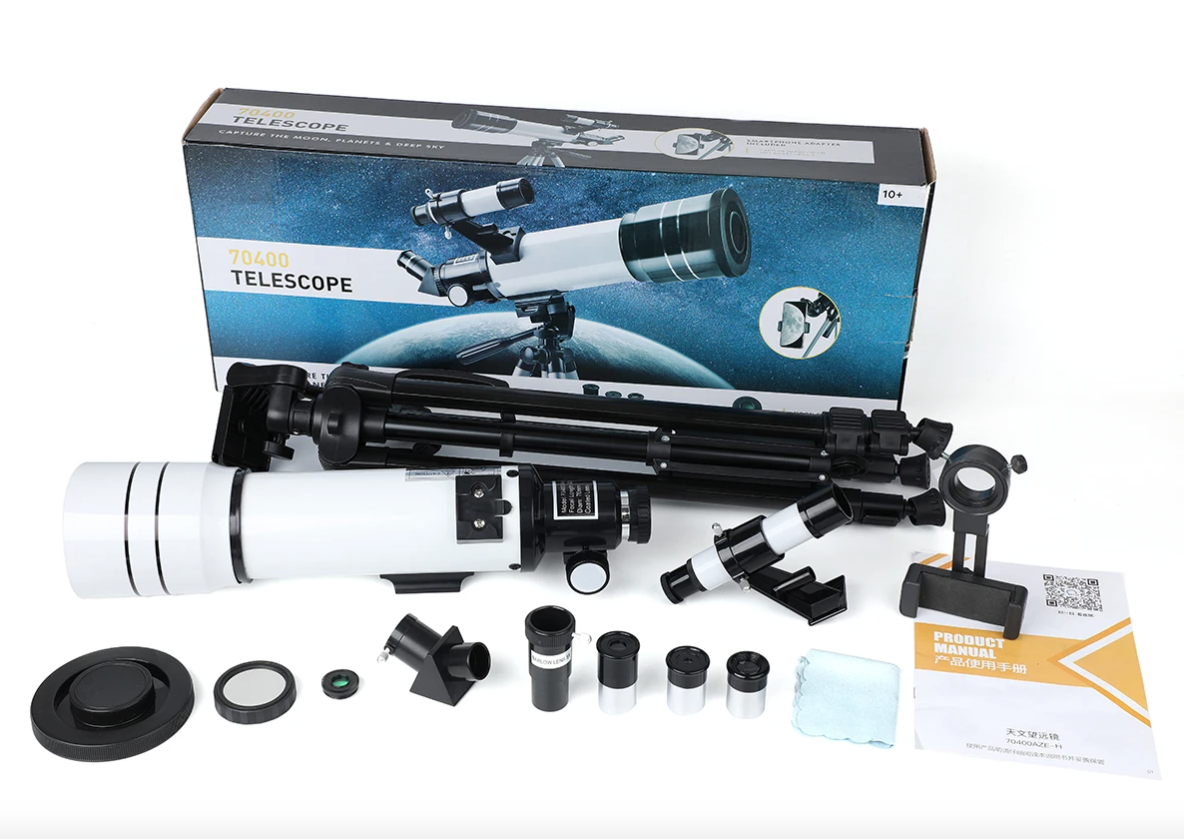 Bossdun teleskop 333X zväčšenie astronomický teleskop pre deti na pozorovanie hviezd a mesiaca 70 mm objektív