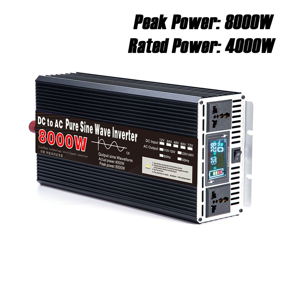 Čistý sínusový menič 3000W až 8000W pre obytné vozidlá DC 12V 24V na AC 110V 220V Vysoko kvalitný kompaktný energetický systém