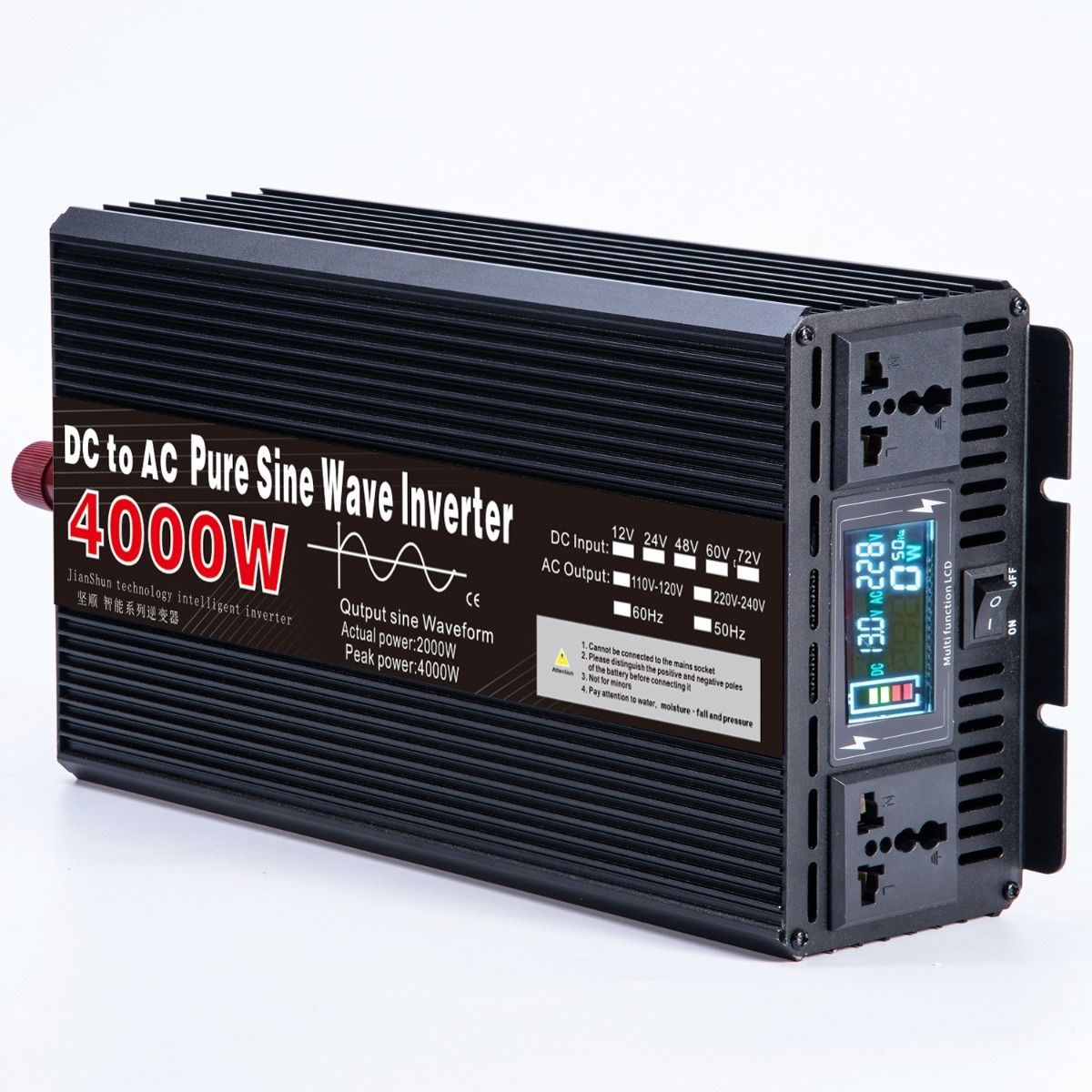 Čistý sínusový menič 3000W až 8000W pre obytné vozidlá DC 12V 24V na AC 110V 220V Vysoko kvalitný kompaktný energetický systém
