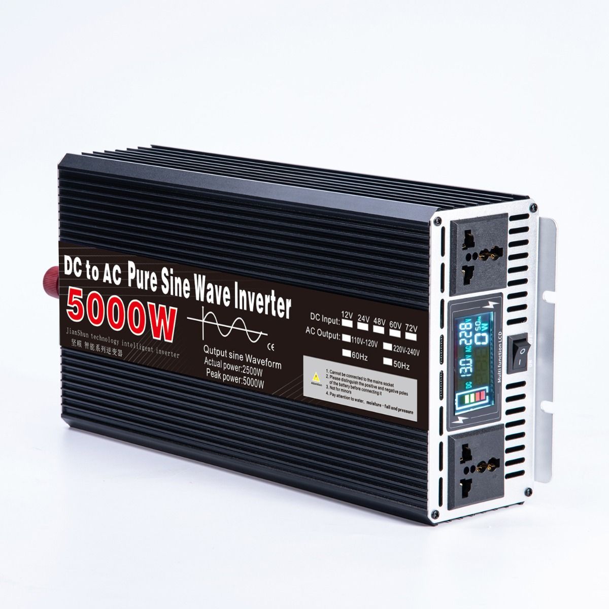 Čistý sínusový menič 3000W až 8000W pre obytné vozidlá DC 12V 24V na AC 110V 220V Vysoko kvalitný kompaktný energetický systém
