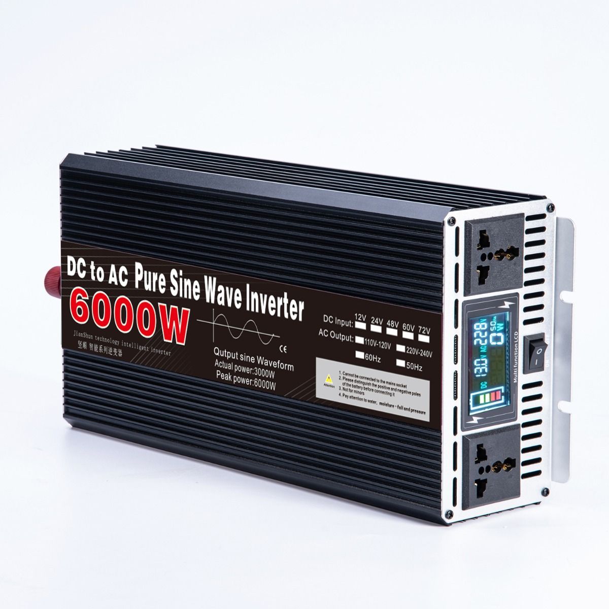 Čistý sínusový menič 3000W až 8000W pre obytné vozidlá DC 12V 24V na AC 110V 220V Vysoko kvalitný kompaktný energetický systém