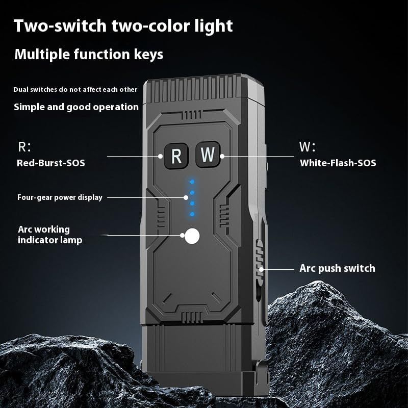Multi Function Rechargeable Self-Defense LED Flashlight with Arc Lighter Hidden Camera Detectors, Portable Self Protective Tactical Flashlight
