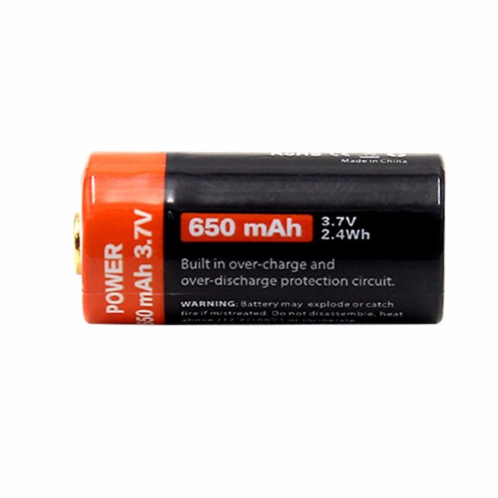 Nabíjateľná 16340 650mAh Micro USB Li-ion batéria Ekologická batéria pre elektronické zariadenia