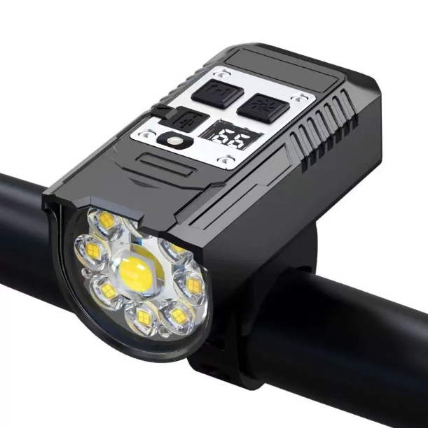 Bicyklový predný svetlomet 9 LED, nabíjateľný cez Type-C, vodotesné cyklistické svetlo