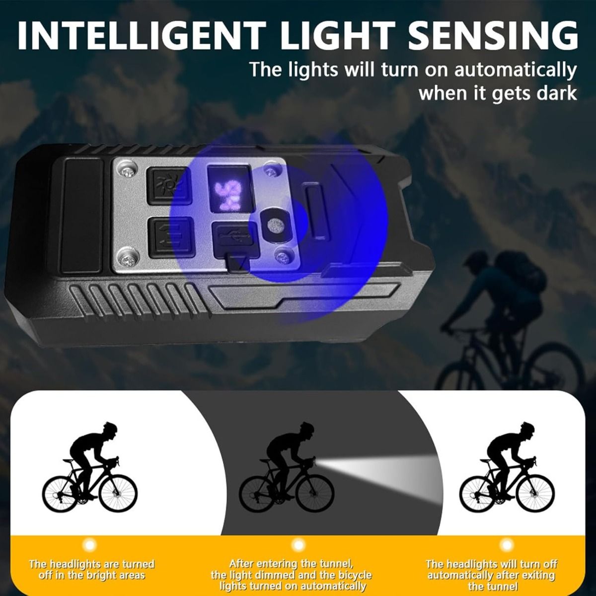 Bicyklový predný svetlomet 9 LED, nabíjateľný cez Type-C, vodotesné cyklistické svetlo