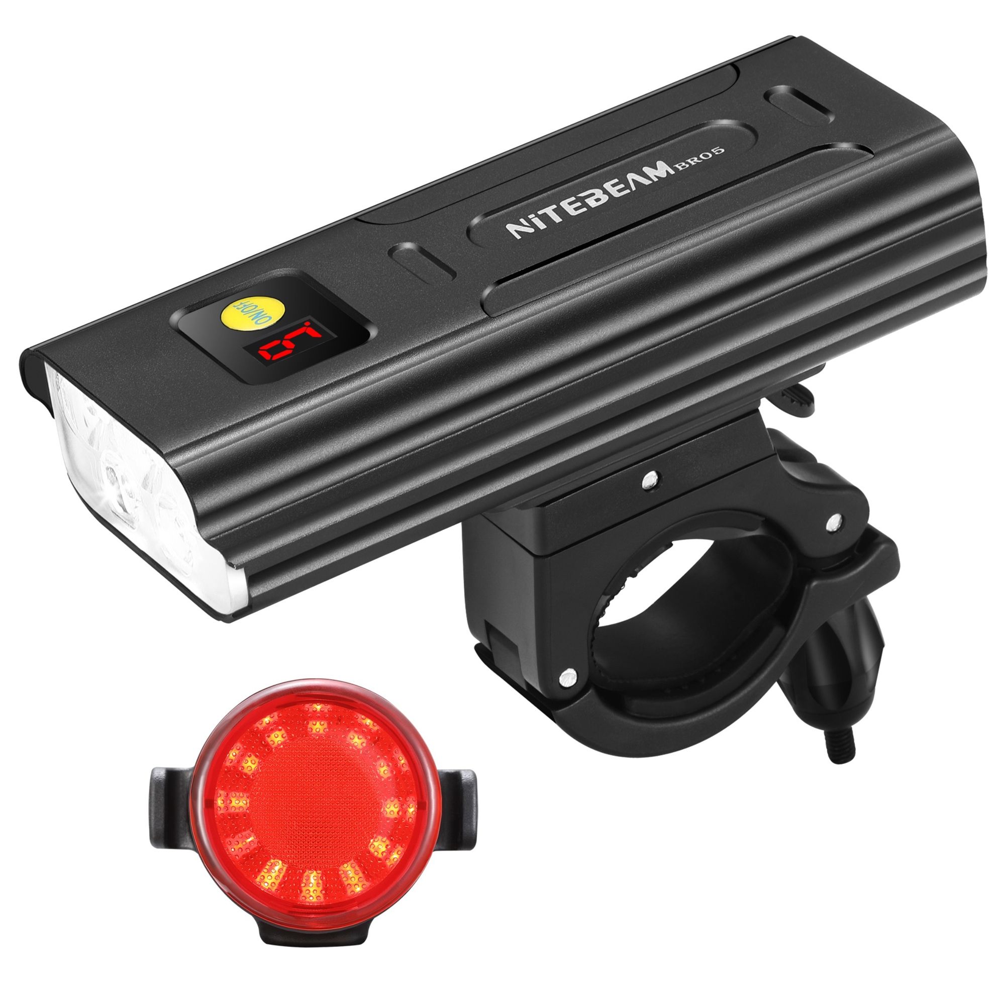 NiteBeam BR05 svetlá na bicykel 5000 lúmenov USB nabíjateľné cyklistické bezpečnostné nevyhnutné vybavenie s funkciou powerbanky