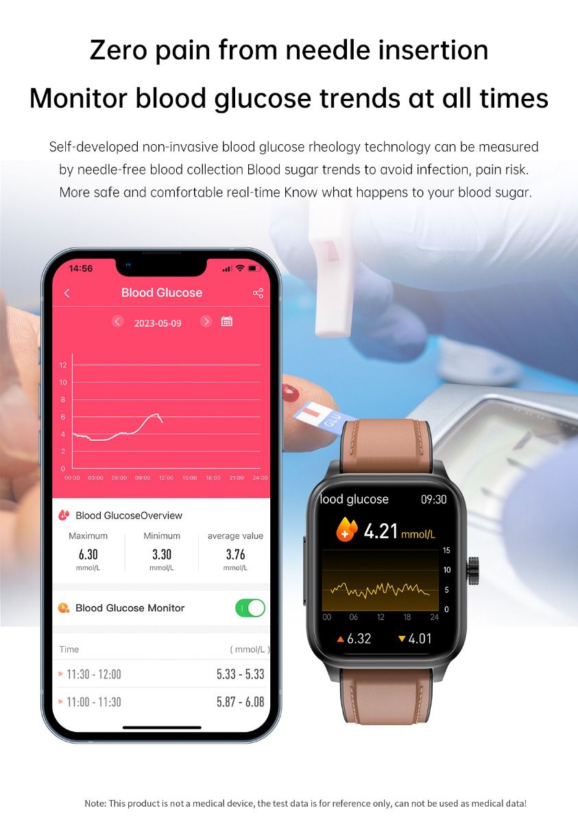ET540 EKG Smartwatch s glukózou a telesnou teplotou, Bluetooth hovor, Fitness Sledovač pre Zdravie