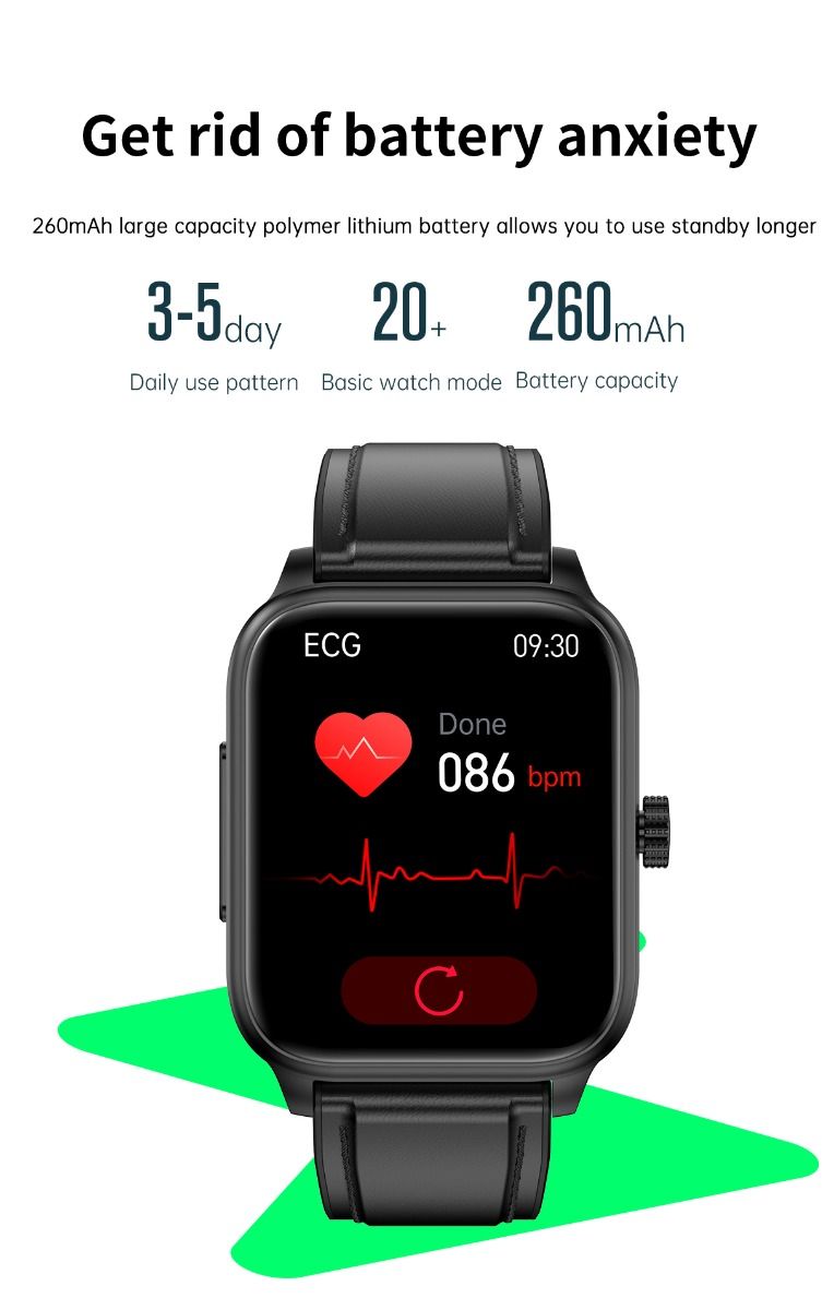 ET540 EKG Smartwatch s glukózou a telesnou teplotou, Bluetooth hovor, Fitness Sledovač pre Zdravie
