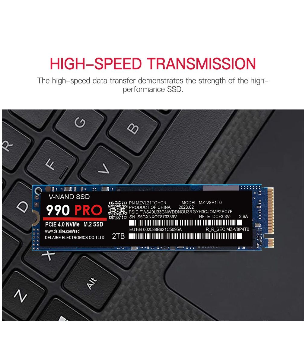 SSD vysoká rýchlosť 990 PRO PCIe 4.0 NVMe 4.0 M.2 2280 1TB 2TB 4TB SSD Interný pevný disk v pevnej fáze pre notebook PC PS4
