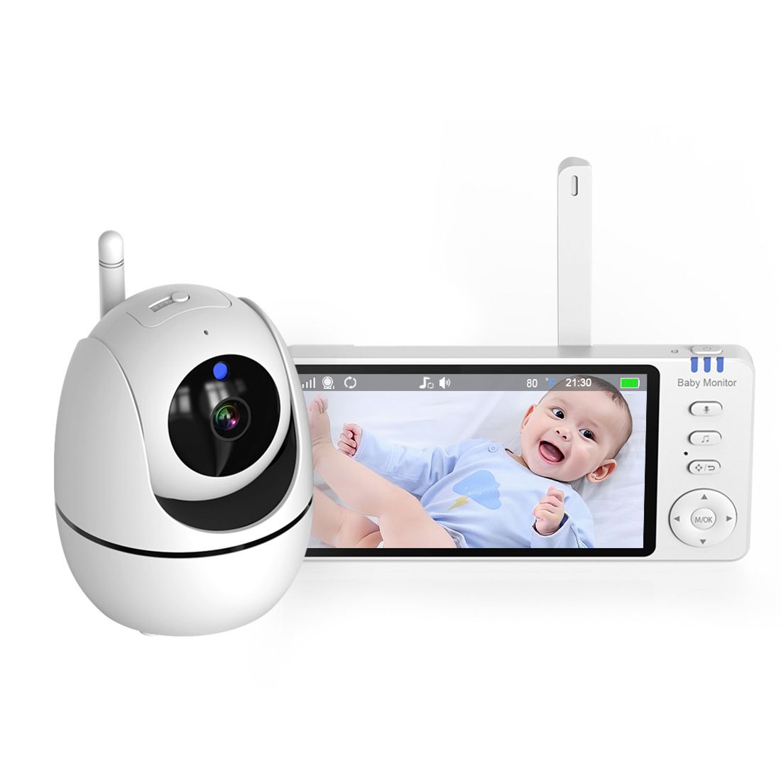 ABM501 Video detská monitorovacia kamera 2.4G bezdrôtová 5.0-palcový LCD nočné videnie obojsmerný audio pre bezpečnosť rodiny