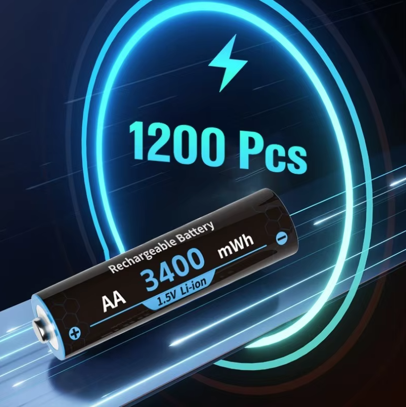 Dobíjateľné lítium-iónové batérie AA s nabíjačkou, 8 kusov 1,5V 3000mWh dvojité A batérie dobíjateľné, dlhotrvajúce dobíjateľné lítium-iónové batérie AA s nabíjacím úložným boxom