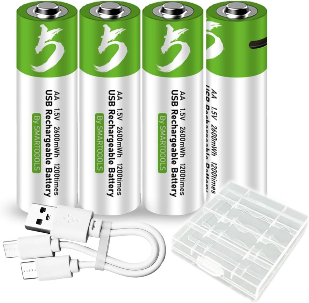 4 ks AA batérie, USB/Type-C nabíjateľná batéria AA