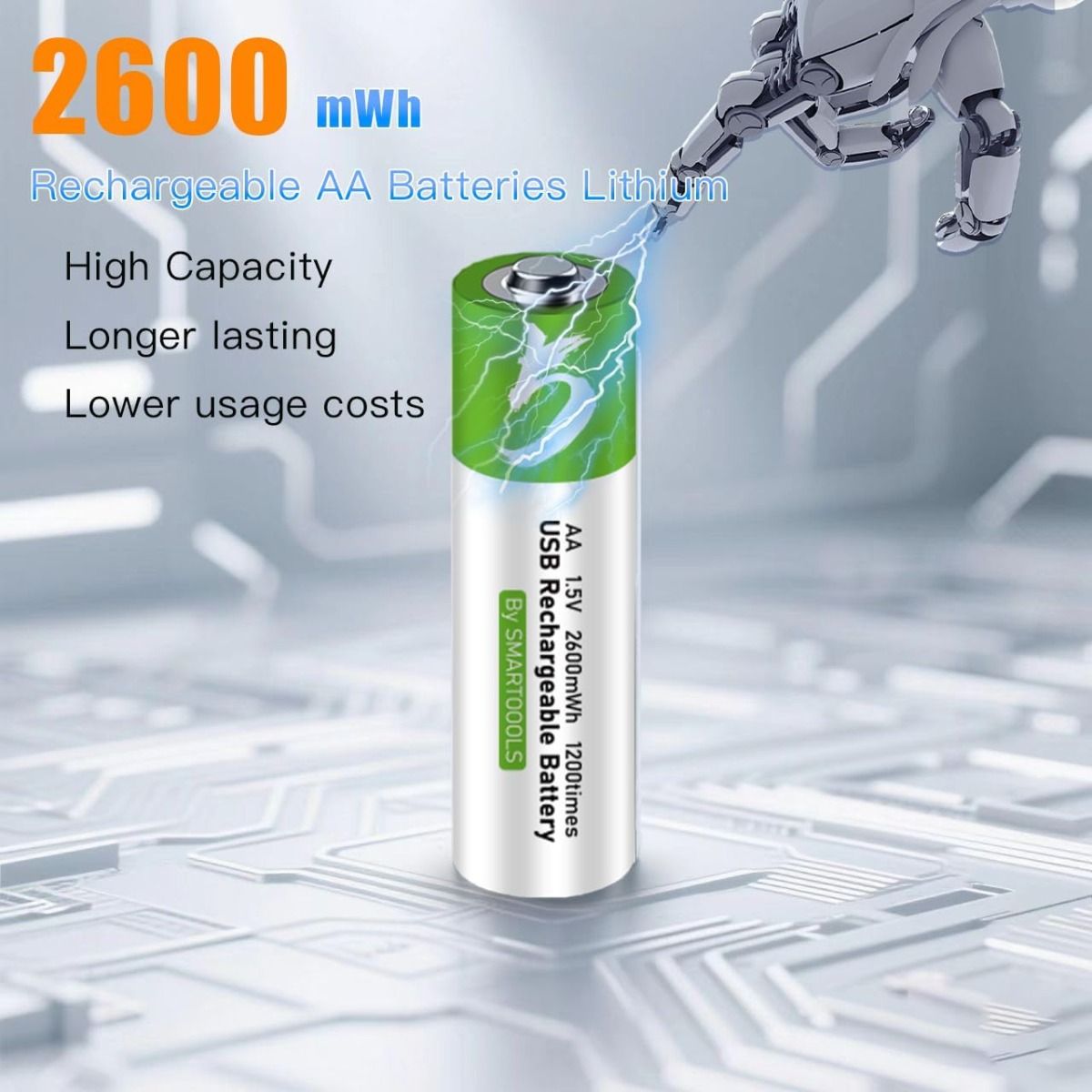 4 ks AA batérie, USB/Type-C nabíjateľná batéria AA
