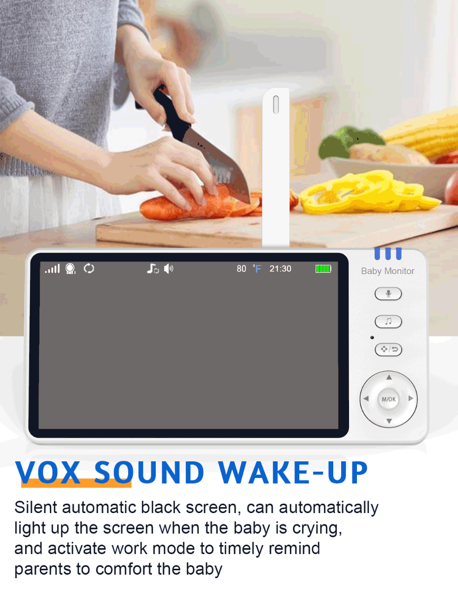 ABM501 Video detská monitorovacia kamera 2.4G bezdrôtová 5.0-palcový LCD nočné videnie obojsmerný audio pre bezpečnosť rodiny