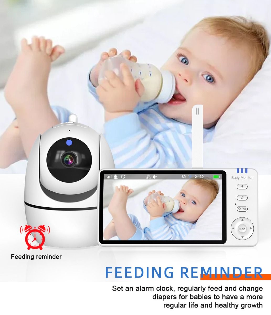 ABM501 Video detská monitorovacia kamera 2.4G bezdrôtová 5.0-palcový LCD nočné videnie obojsmerný audio pre bezpečnosť rodiny