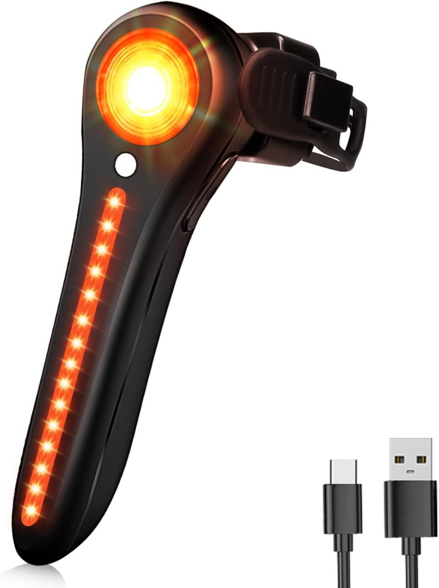 Inteligentné zadné svetlo na bicykel, nabíjateľné cez USB-C, super jasné zadné svetlo pre cestný a horský bicykel, cyklistické zadné svetlo.