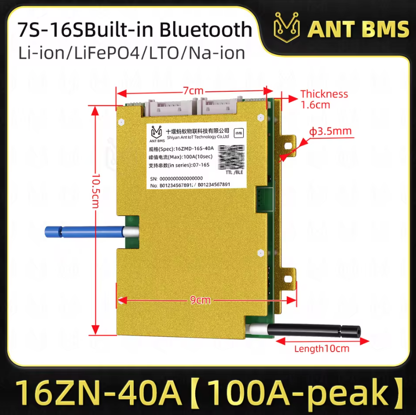 ANT Smart BMS 4S-24S 16S 40A Lifepo4 BMS 10S 13S 48V 30A Li-ion BMS 20S NMC LFP pre elektrobicykel a elektrokolobežku s Bluetooth a balančným BMS