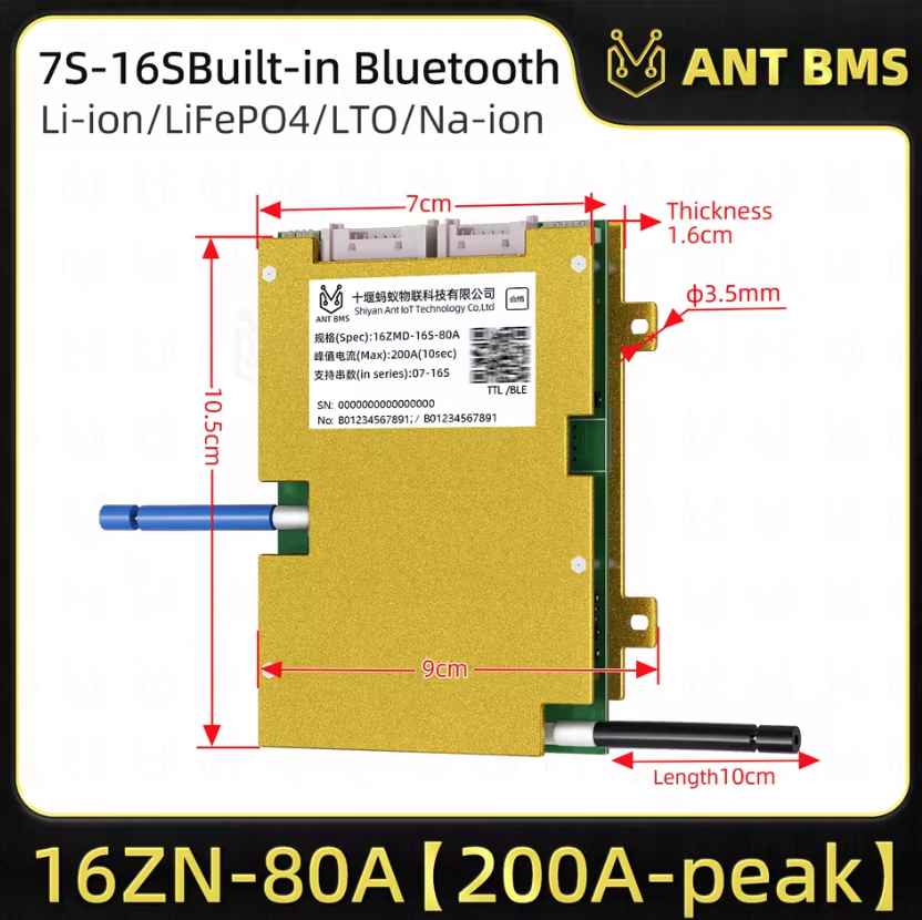 ANT Smart BMS 4S-24S 16S 40A Lifepo4 BMS 10S 13S 48V 30A Li-ion BMS 20S NMC LFP pre elektrobicykel a elektrokolobežku s Bluetooth a balančným BMS