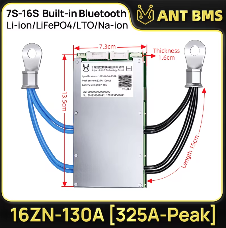 ANT Smart BMS 4S-24S 16S 40A Lifepo4 BMS 10S 13S 48V 30A Li-ion BMS 20S NMC LFP pre elektrobicykel a elektrokolobežku s Bluetooth a balančným BMS