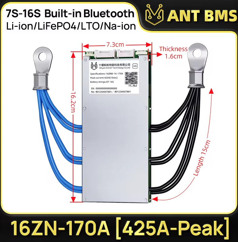 ANT Smart BMS 4S-24S 16S 40A Lifepo4 BMS 10S 13S 48V 30A Li-ion BMS 20S NMC LFP pre elektrobicykel a elektrokolobežku s Bluetooth a balančným BMS