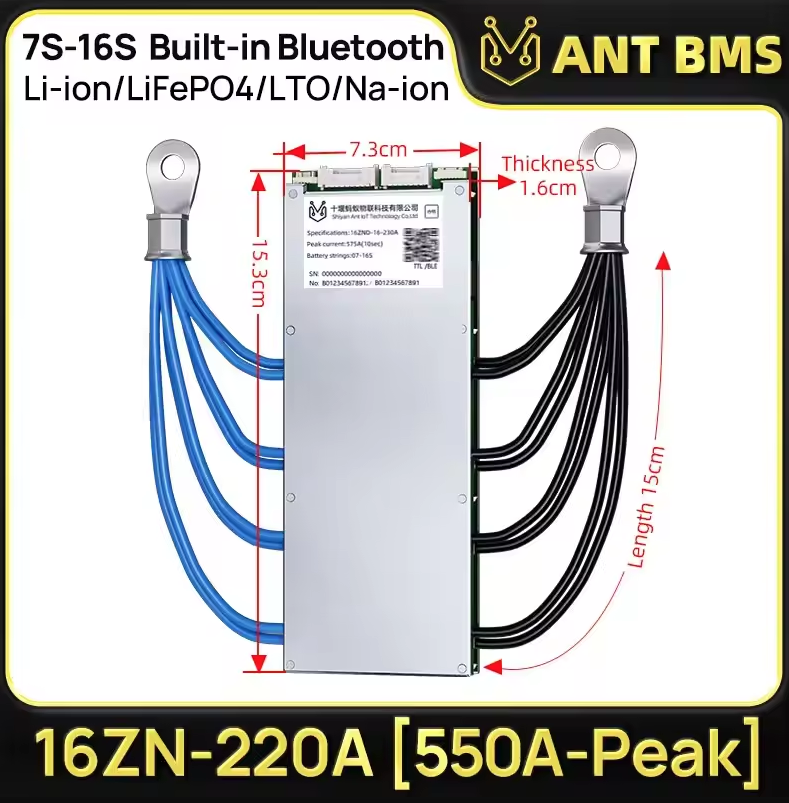ANT Smart BMS 4S-24S 16S 40A Lifepo4 BMS 10S 13S 48V 30A Li-ion BMS 20S NMC LFP pre elektrobicykel a elektrokolobežku s Bluetooth a balančným BMS