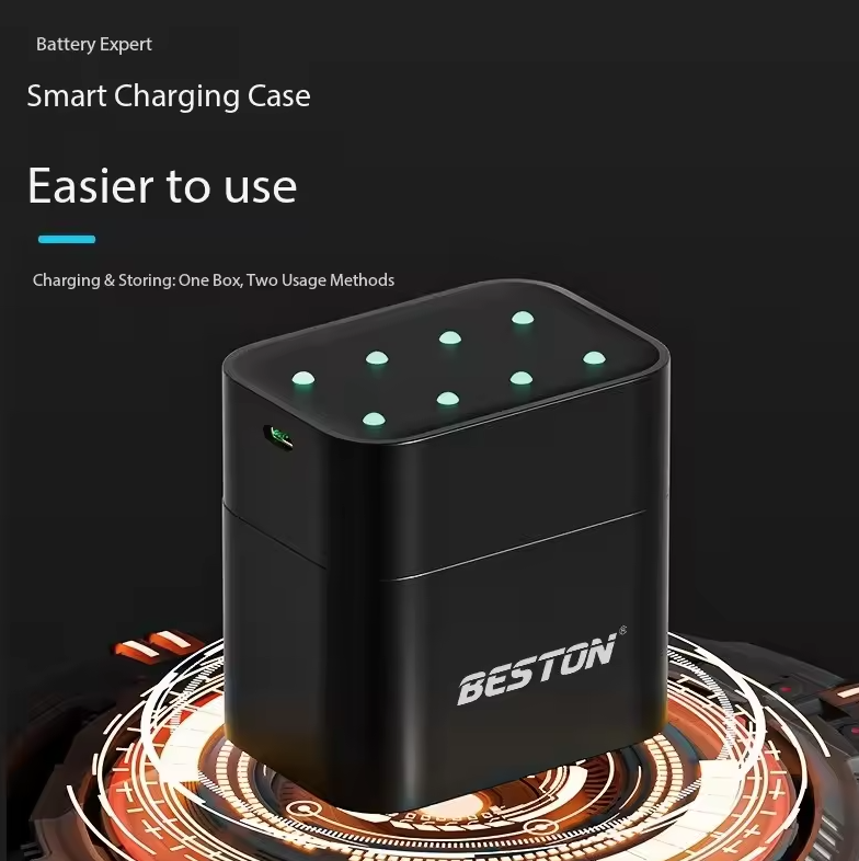 Beston Smart nabíjačka batérií 8 slotov pre AA s 3600mWh 1,5V nabíjateľnou lítiovou batériou – sada nabíjačky s rýchlym nabíjaním