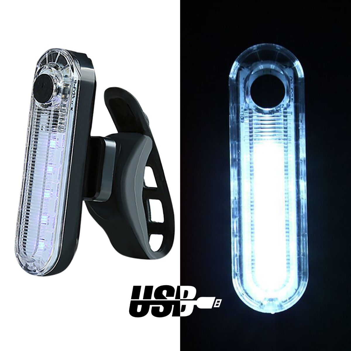 USB nabíjateľné ultra jasné zadné svetlo na bicykel s LED technológiou, kompaktný dizajn pre bezpečnosť pri cyklistike.
