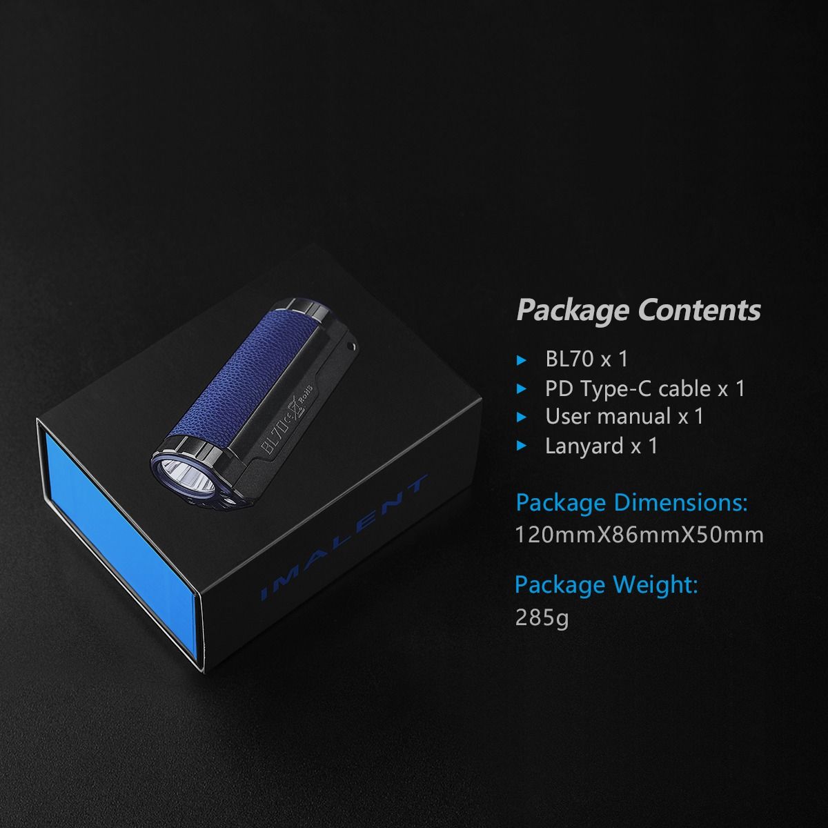 IMALENT BL70 6000 lúmenov: Nabíjateľná LED EDC baterka s rýchlym Typ-C nabíjaním.