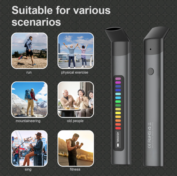 Inteligentný asistent dýchania pre športovcov. Prenosný tréner pre optimalizáciu kyslíka a športový výkon.