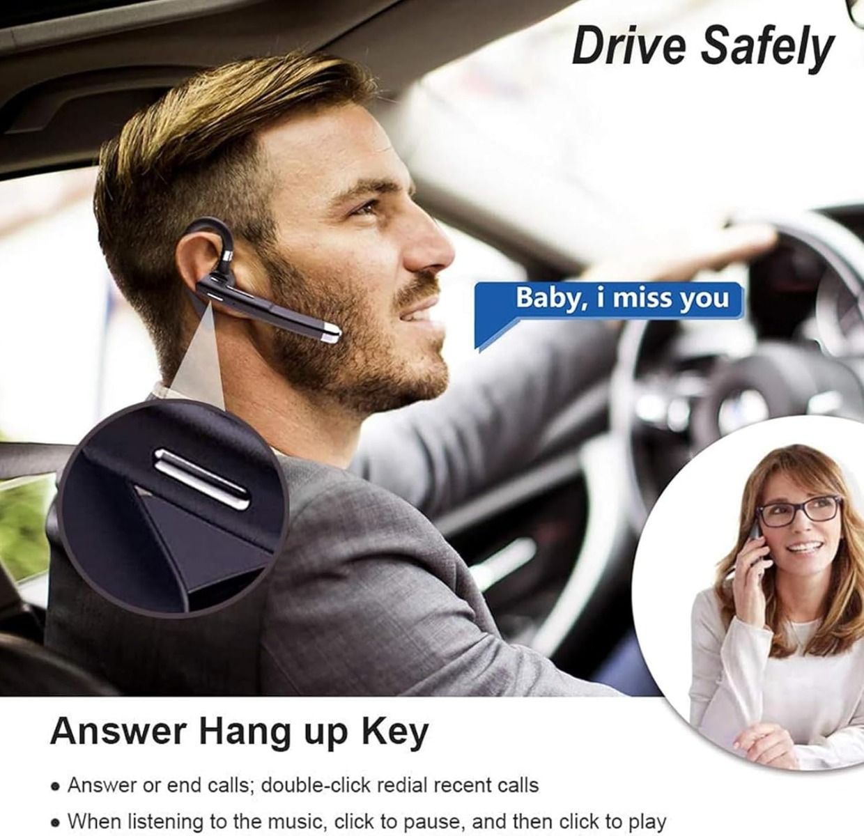 Bezdrôtová náhlavná súprava pre podnikanie so vstavaným mikrofónom, potlačenie hluku, handsfree športové slúchadlo 5.3
