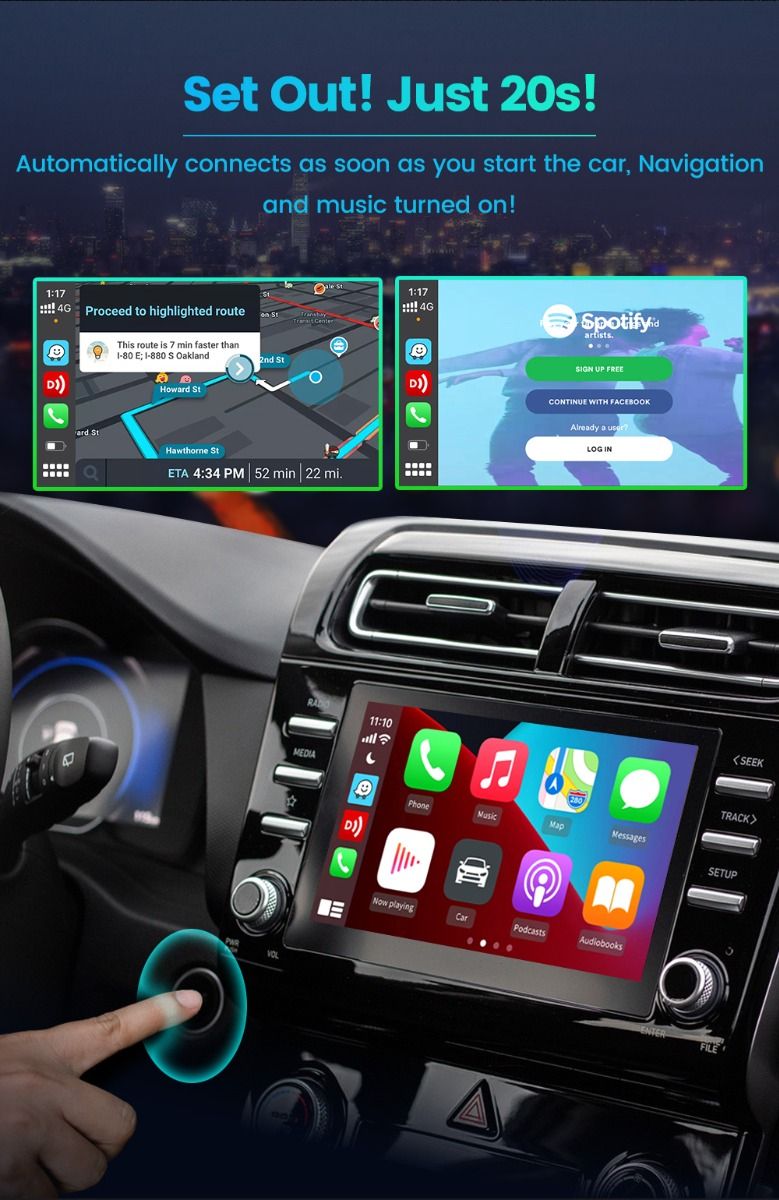 CarlinKit 4.0 Bezdrôtová CarPlay krabička pre Audi VW Porsche Kia Plug and Play Jednoduché nastavenie Hands-Free pripojenie