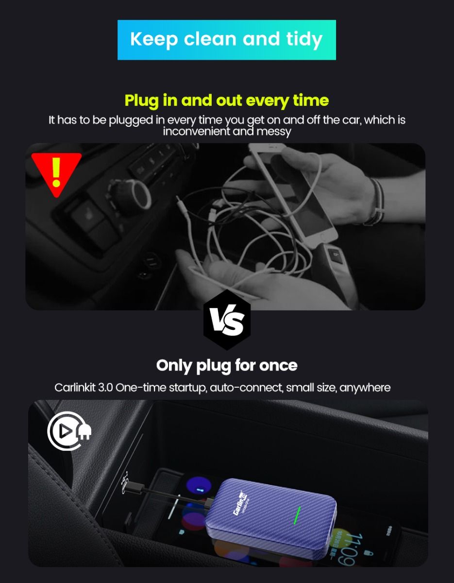 CarlinKit 4.0 Bezdrôtová CarPlay krabička pre Audi VW Porsche Kia Plug and Play Jednoduché nastavenie Hands-Free pripojenie