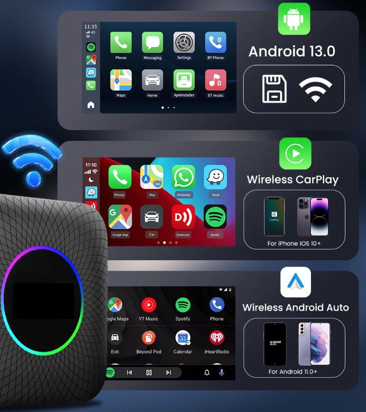 CarlinKit Smart TV Box s Androidom 13 Káblový na bezdrôtový CarPlay AI Box YouTube Netflix Qualcomm 8-jadrový